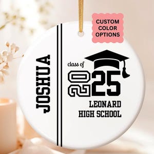 Personalized Graduation Ornament Christmas Gift: Class of 2026 Senior Keepsake Gift Custom High School Graduation College Grad