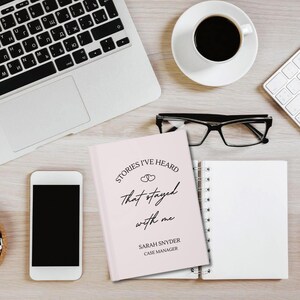 A5 hardcover lined journal shown on a desk for size reference and context.