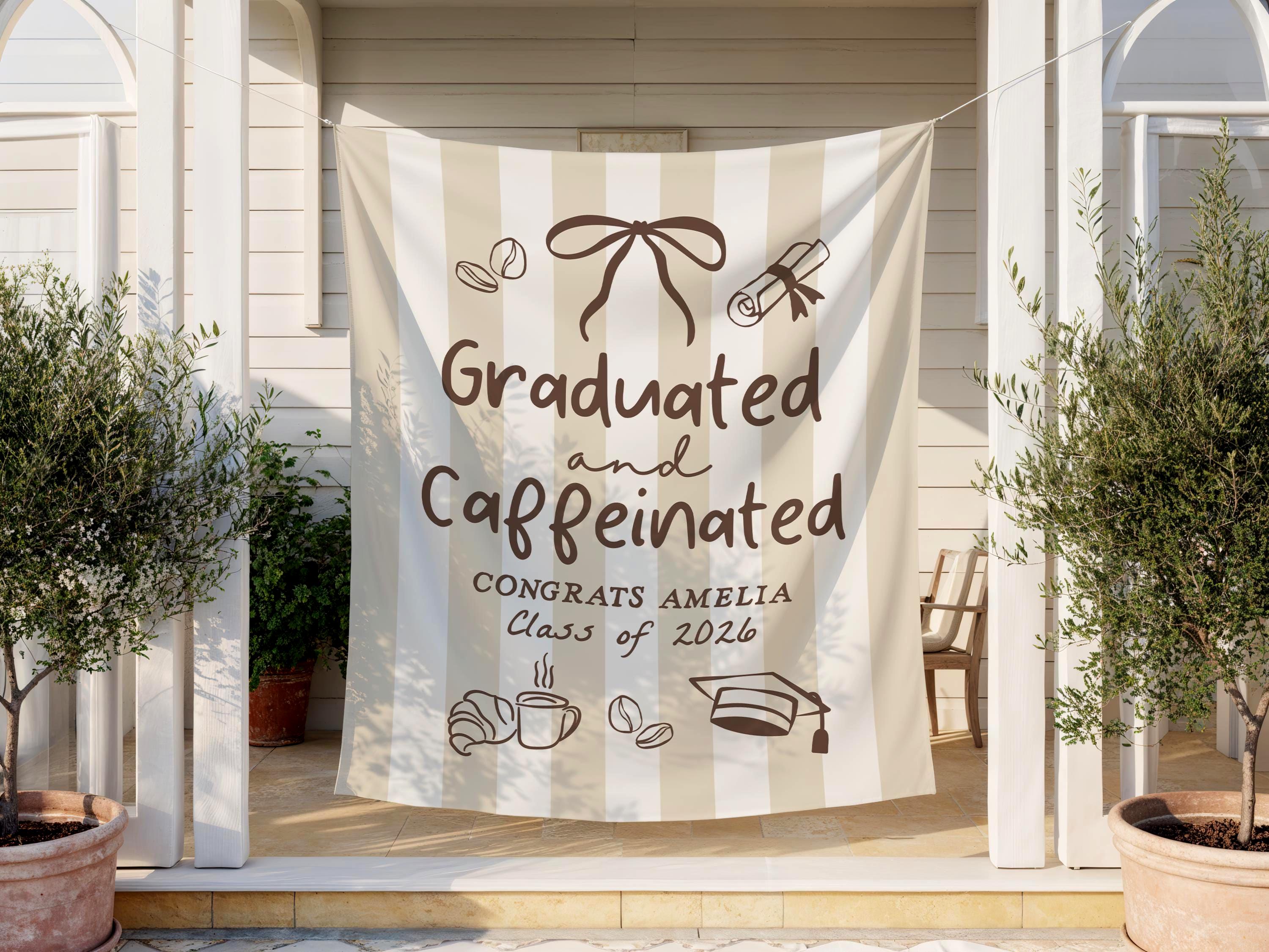 Cafe Graduation Party Banner Custom Congrats Graduate Photo Backdrop ...