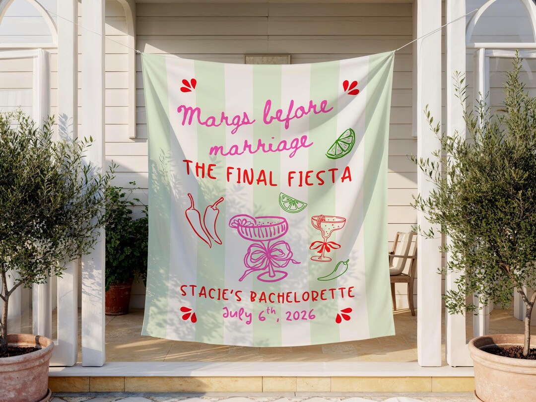Margs Before Marriage Bachelorette Party Backdrop Spicy Margaritas Bach ...
