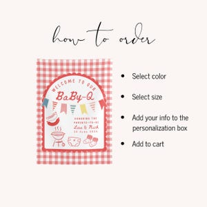 Baby-Q Baby Shower Photo Backdrop Custom BBQ Grill Baby Sprinkle Decor Welcome Banner 4th of Summer Backyard Baby Shower Decor image 6