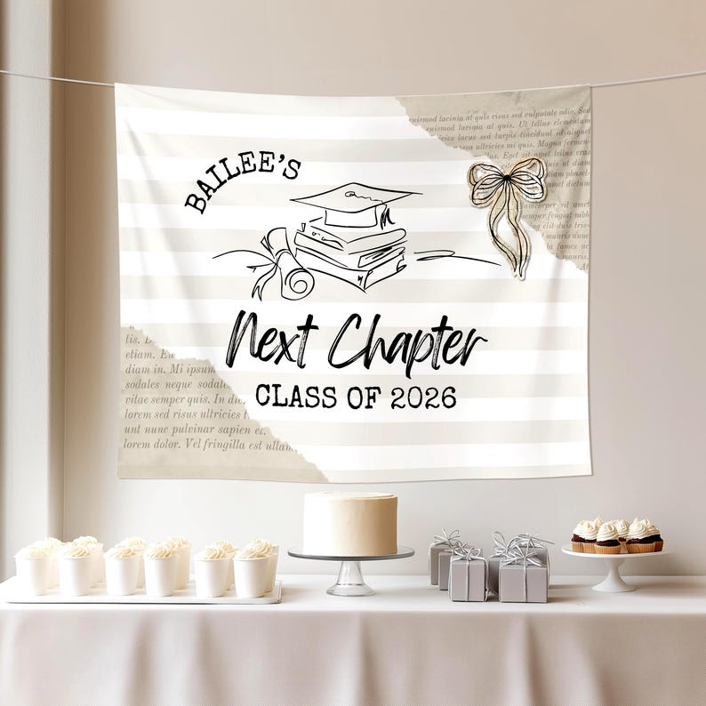 Next Chapter Graduation Party Banner Custom Graduation Book Theme ...