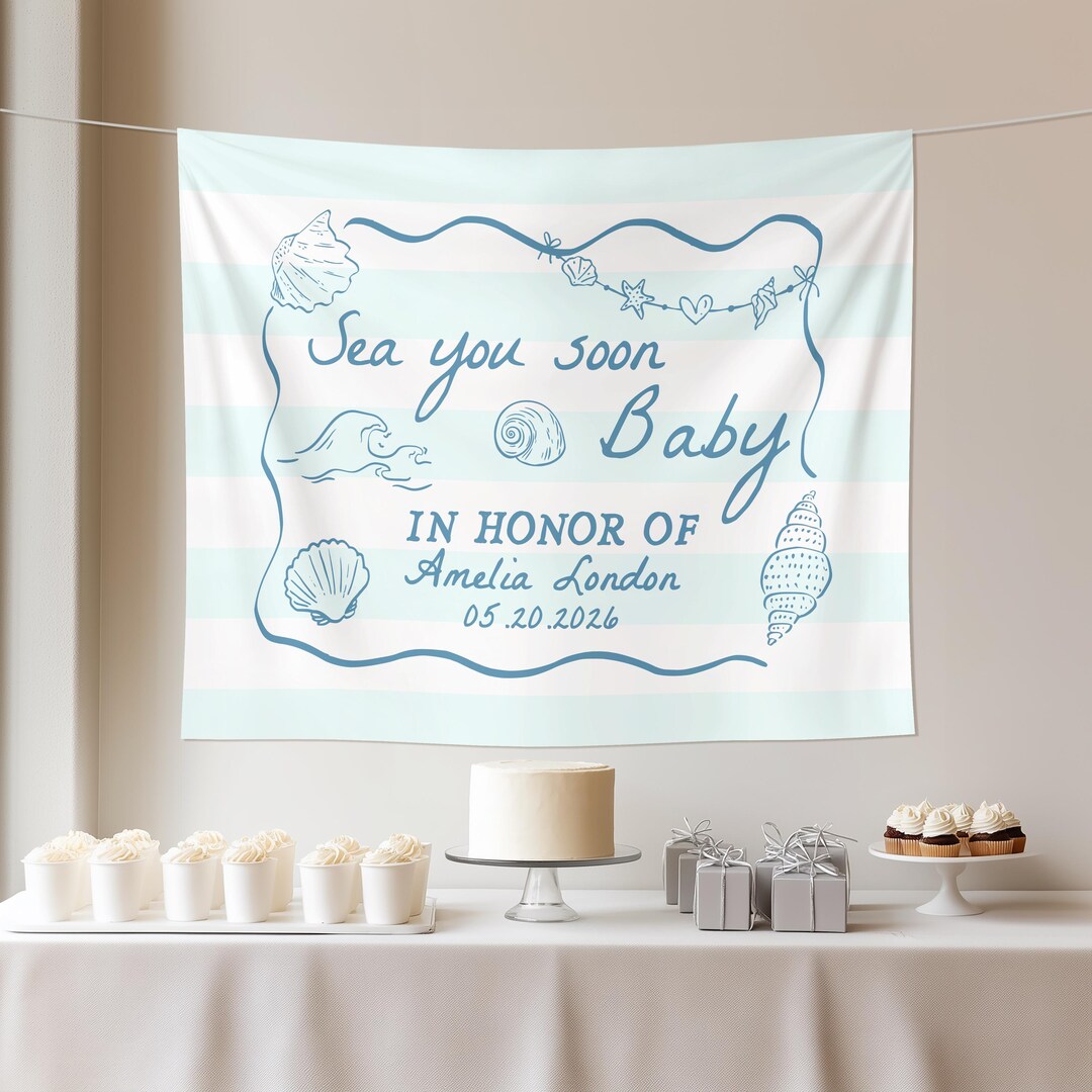 Sea You Soon Baby Shower Banner Personalized Ocean Theme Baby Shower ...