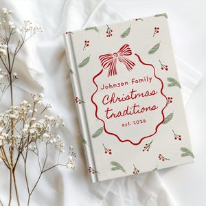 Christmas Traditions Book Custom Family Name Christmas Journal Newlyweds 1st Christmas Holiday Family Tradition Memory Book image 5