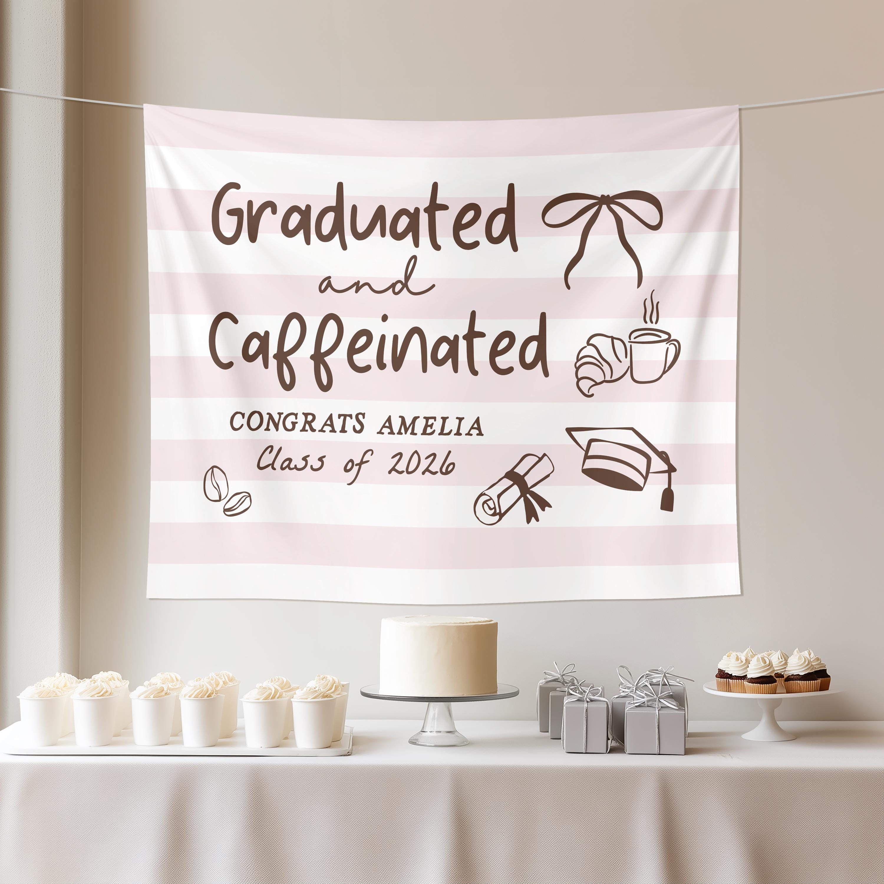 Cafe Graduation Party Banner Custom Congrats Graduate Photo Backdrop ...