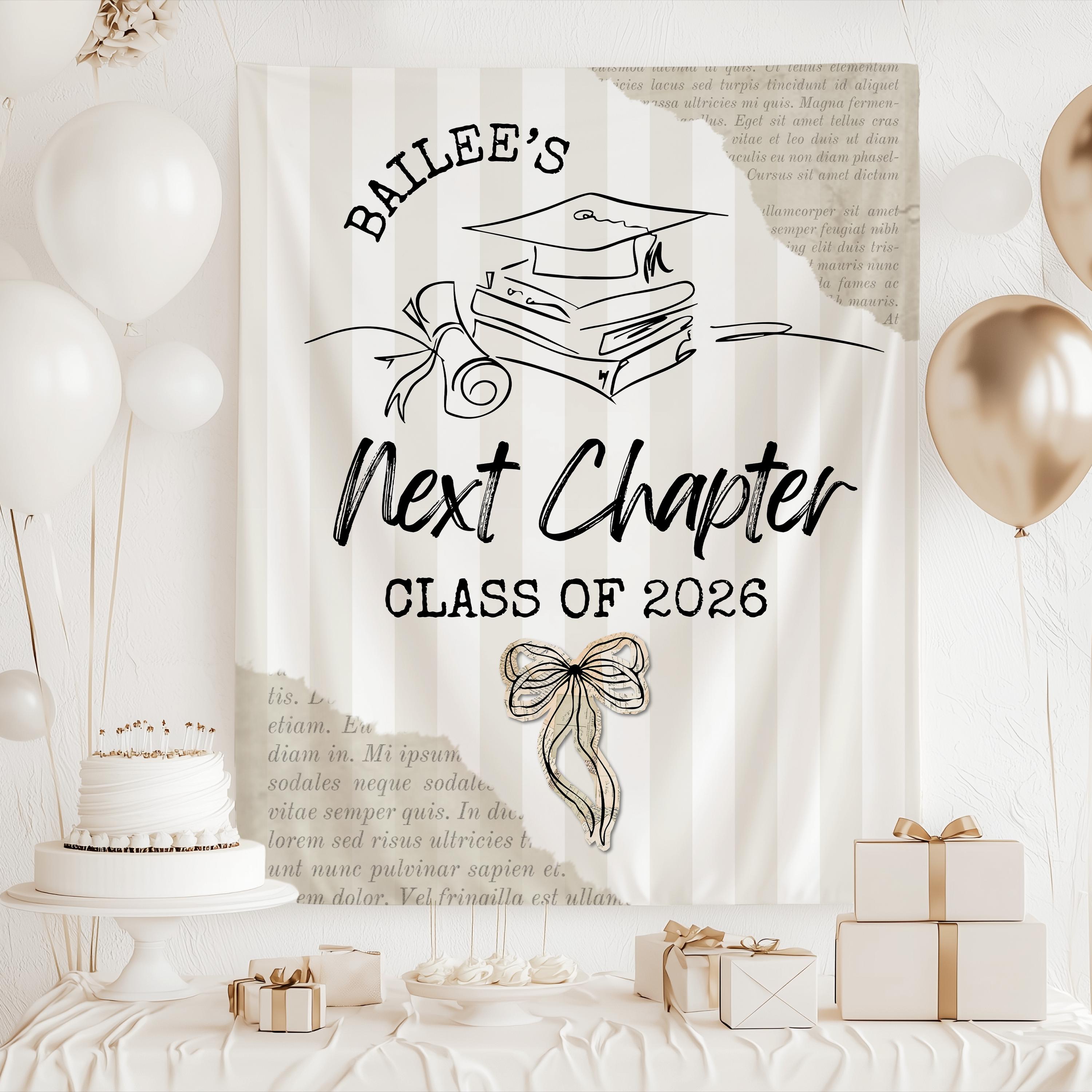 Next Chapter Graduation Party Banner Custom Graduation Book Theme ...