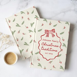 Christmas Traditions Book Custom Family Name Christmas Journal Newlyweds 1st Christmas Holiday Family Tradition Memory Book image 2