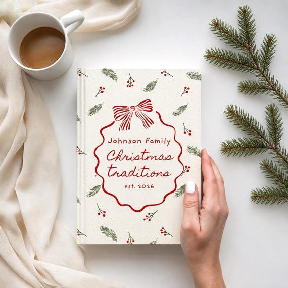 Christmas Traditions Book Custom Family Name Christmas Journal Newlyweds 1st Christmas Holiday Family Tradition Memory Book