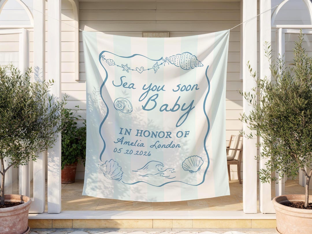 Sea You Soon Baby Shower Banner Personalized Ocean Theme Baby Shower ...