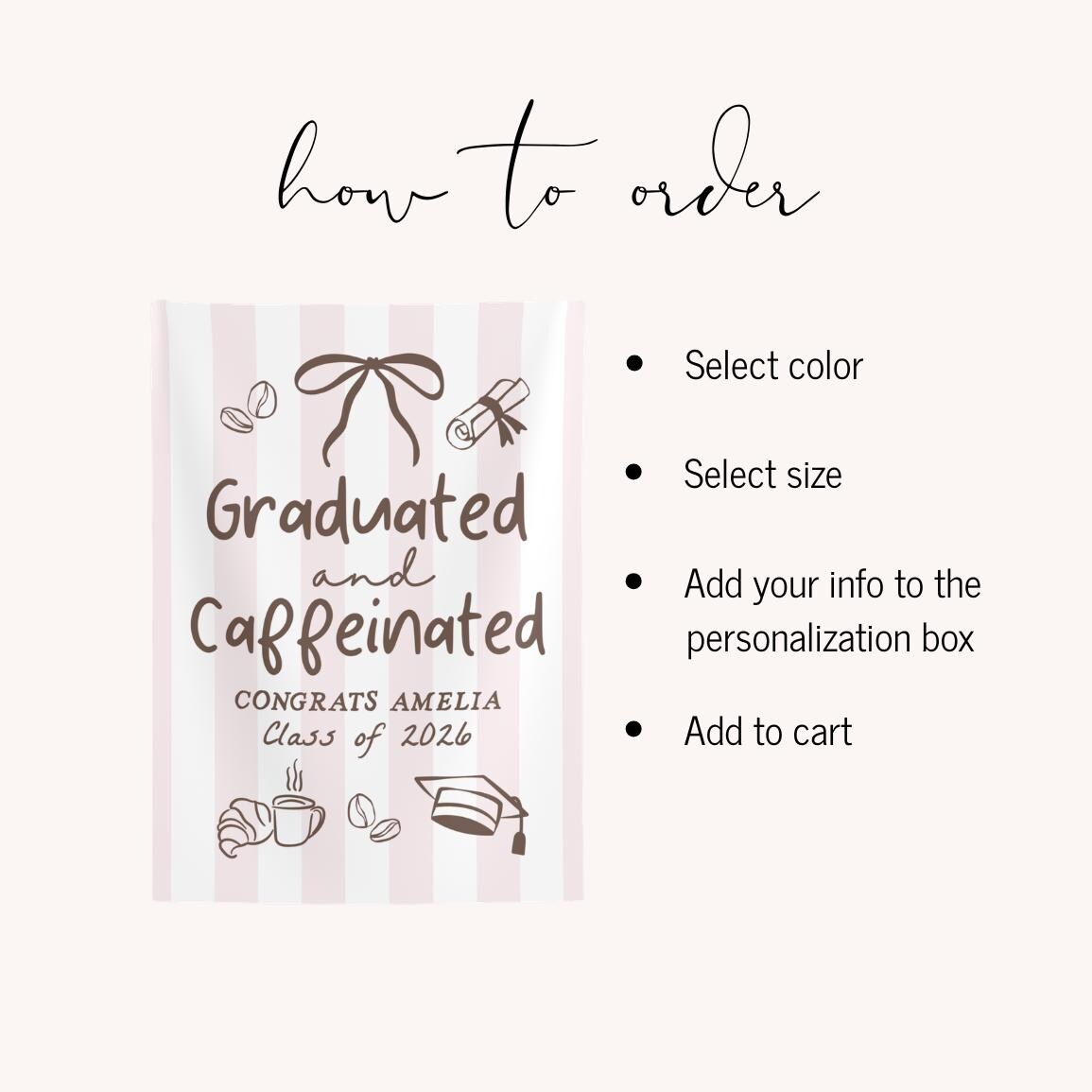 Cafe Graduation Party Banner Custom Congrats Graduate Photo Backdrop ...