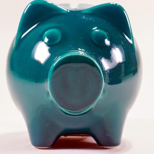 Piggy Bank | Green Porcelain Piggy Bank | Vintage 1960s