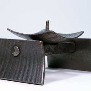Brutalist vintage iron candle holder – Handmade, 1970s style