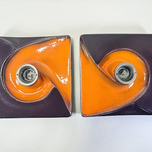 Pan Leuchten Goebel wall light set Fat Lava Orange Purple, Germany 1970s