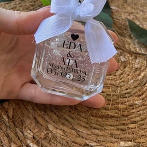Personalized Glitter Cologne Bottle | Pearl & Ribbon Decor | Engagement or Wedding Favor | Turkish Cologne | Custom Guest Gift