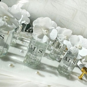 Personalized Cologne Favors | Pearl Orchid Decor | Engagement or Wedding Gift | Custom Name & Date | Elegant Turkish Cologne Souvenir