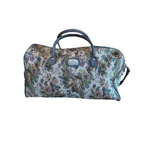 Vintage Jordache Floral Tapestry Carry On Travel Duffel Bag 90s Overnight LARGE