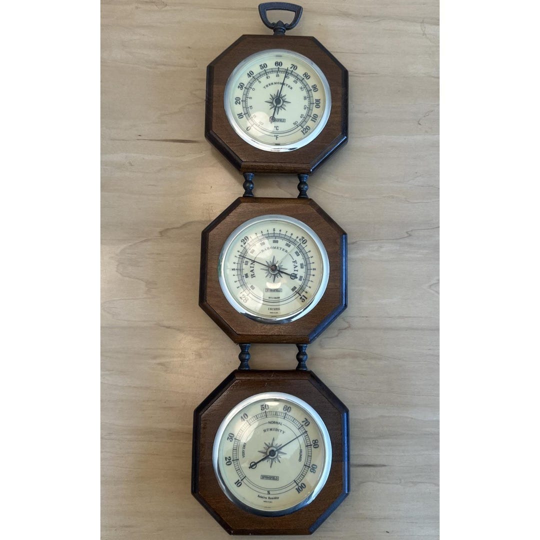 Springfield Weather Instruments Vintage Springfield Weather Station Barometer Thermometer Hygrometer ...