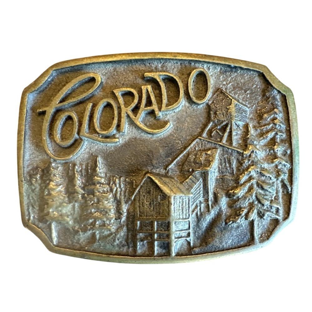 COLORADO Mine Mill Belt Buckle Vintage 1976 Solid Brass  display picture 3