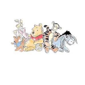 friends Winnie the pooh Bear png 5 pooh bear friends Watercolor Digital Clipart Bundle svg n/A retro Honey Bear friends png sublimation set