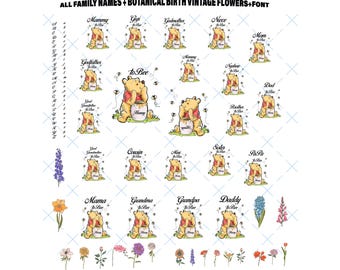 customizable Winnie The Pooh Baby Reveal Shirt first grandma gift tee Family Bundle png Pregnancy Announcement png Mommy to Bee Daddy to Bee
