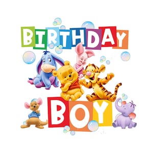 birthday boy classic winnie the pooh png bundle ,baby winnie the pooh birthday png toddler pooh bear birthday boy 1 2 3 png 5 design set png