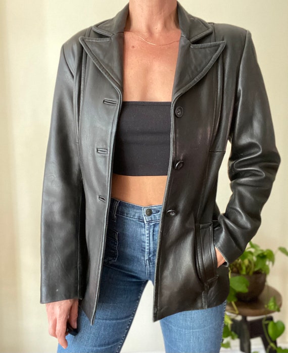 90s essential single breasted lambskin leather | Etsy