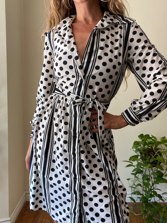 70’s 80’s secretary dress stripes and polka dots … - image 6