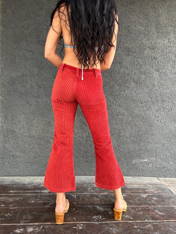60’s rust midrise corduroy kick flares size xs - image 3