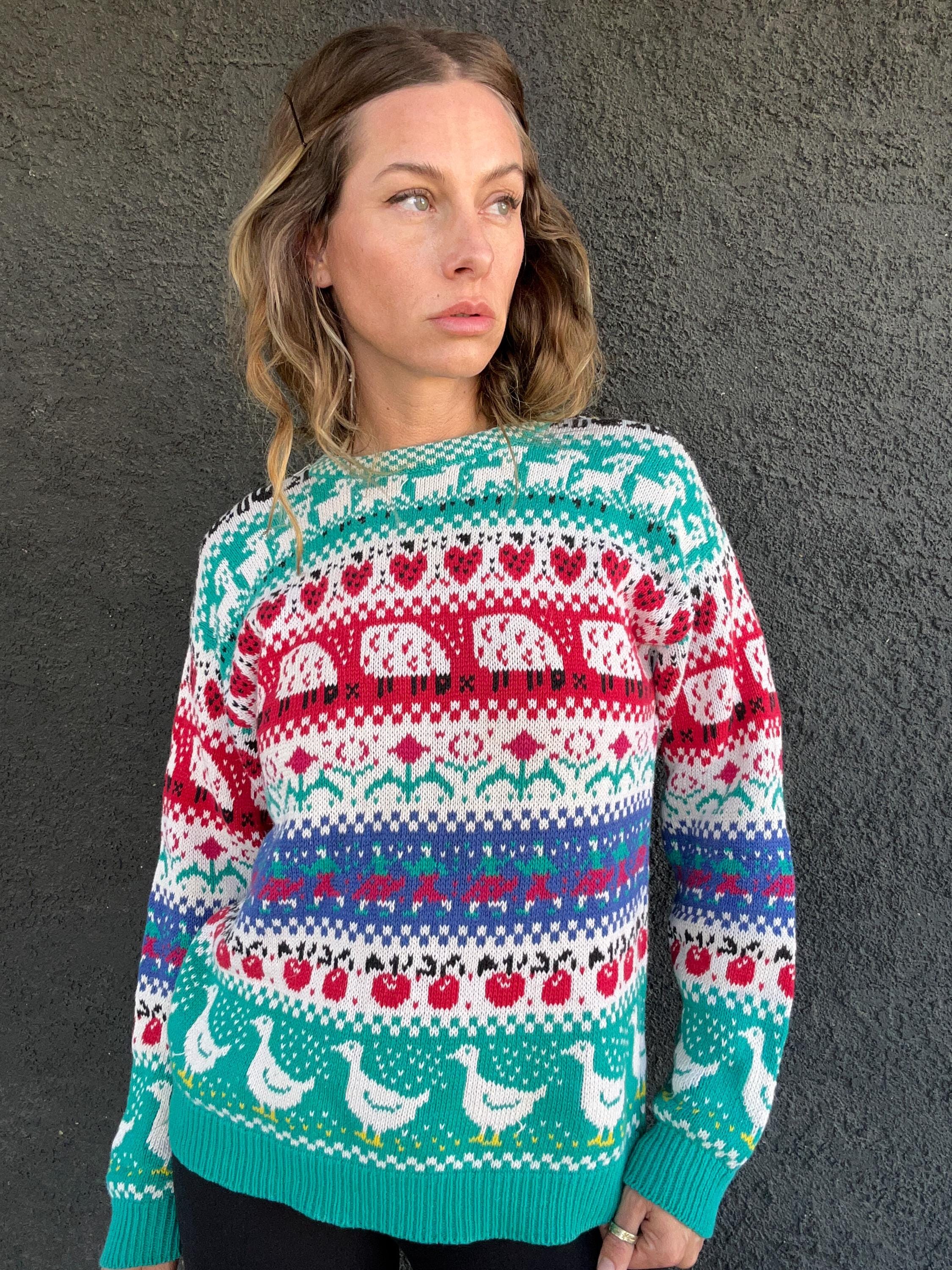 Apple Print Knit Sweater - Etsy
