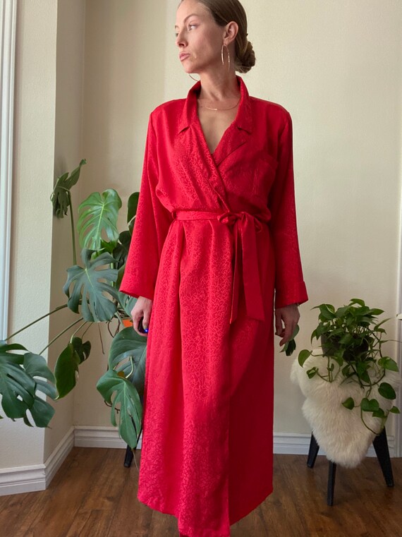 80s Fredricks of Hollywood BOSS cherry red robe - image 4