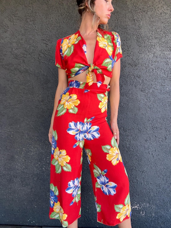 1930’s 30’s 1940’s 40’s cold rayon Hawaiian Beach… - image 1