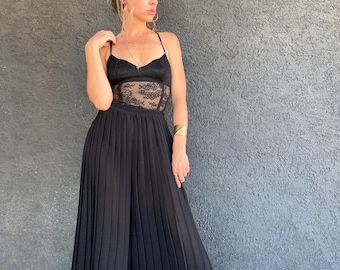 1990’s semi sheer accordion pleat super wide leg pants SZ small medium