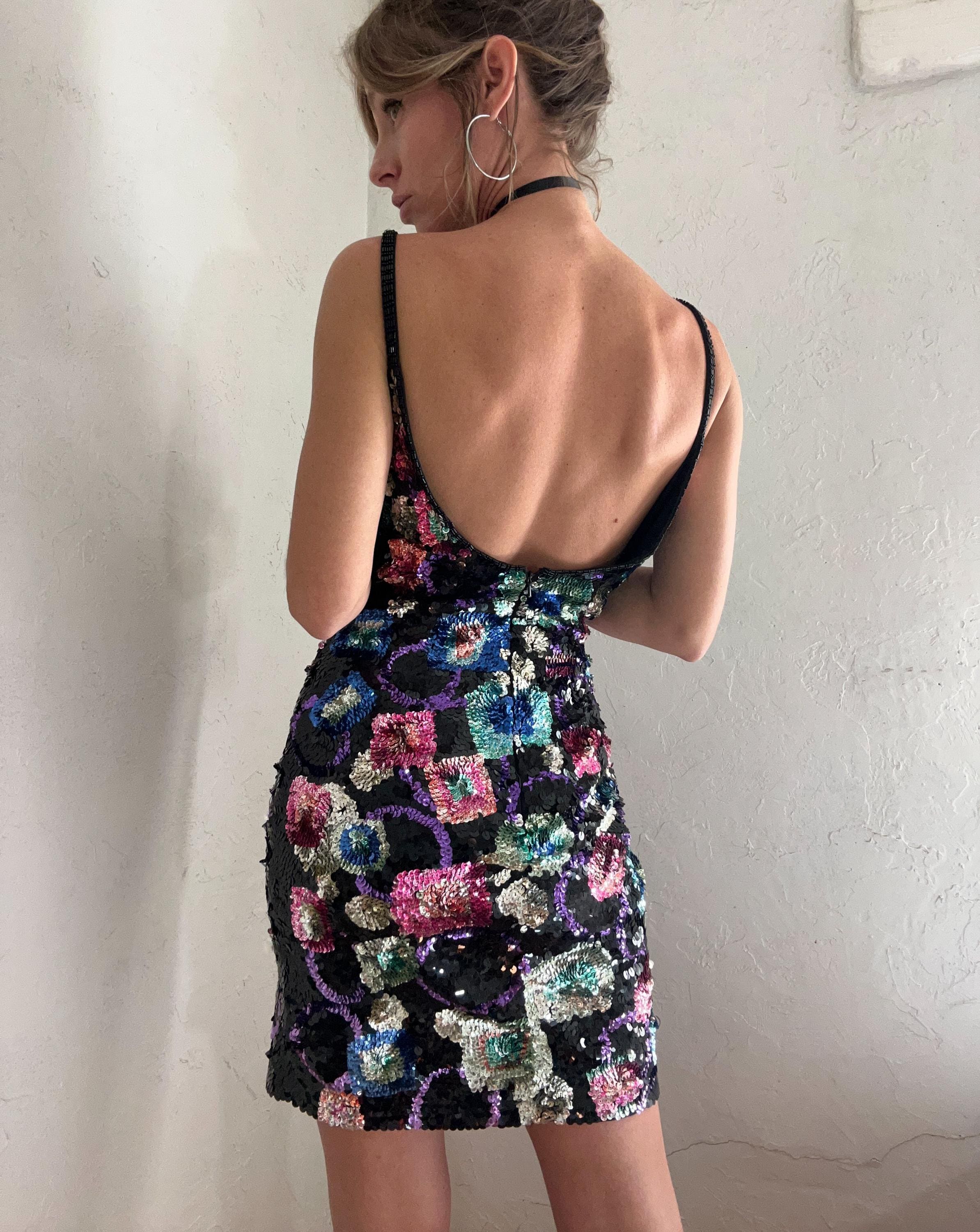 sequin 90s dress Dresses 90s Party Attire | Prom Dress New Arrival Size:L - 14 Vintage 1990s black bead