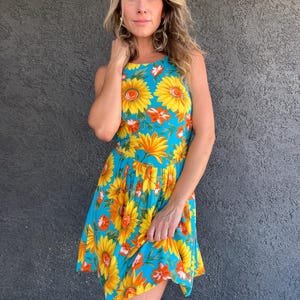 sunflower dress 90s 90's Empire Waist Sunflower Dress  Community Thrift and Vintage