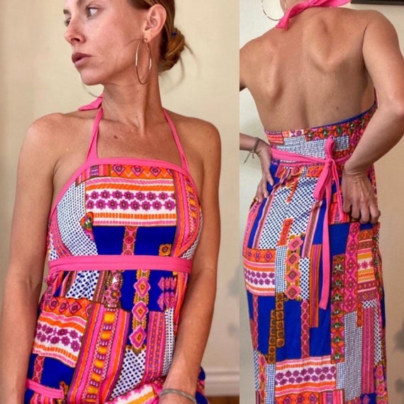 Psychedelic halter top dress