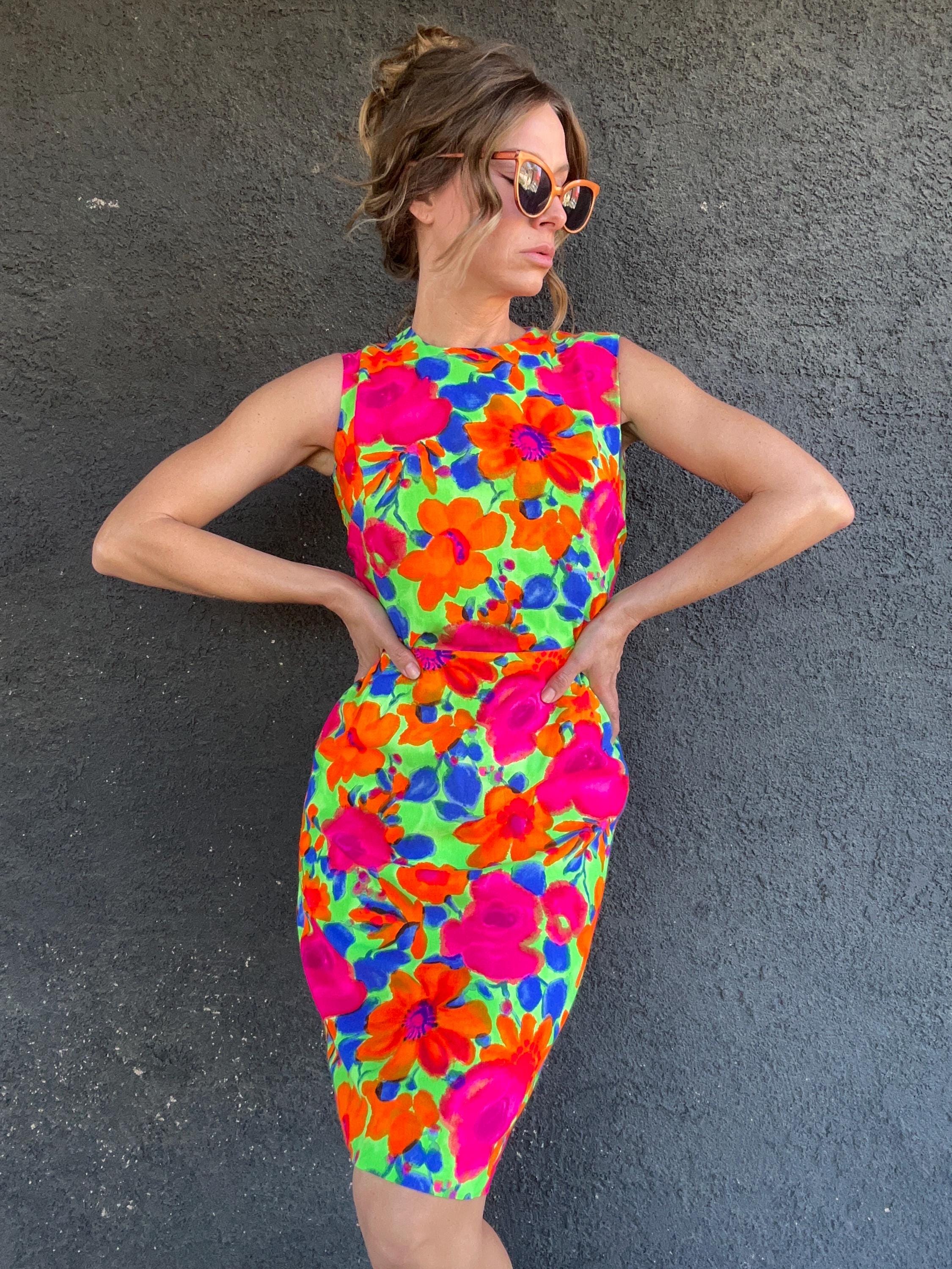 neon semi formal dress Straps Neon Pink Beaded A-Line Long Formal Dress – FancyVestido main image 0