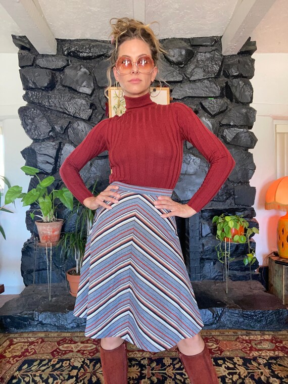 70’s homemade chevron stripe autumnal tone skirt S