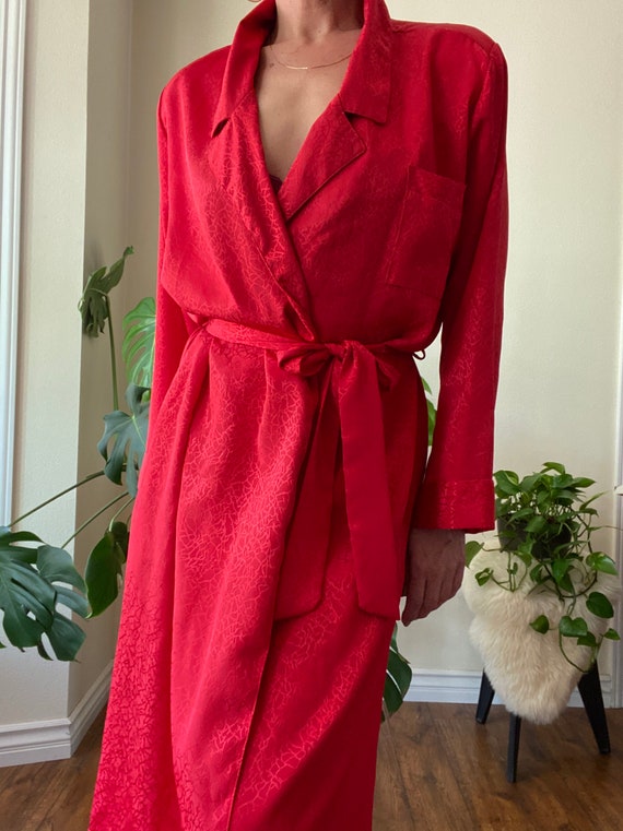 80s Fredricks of Hollywood BOSS cherry red robe - image 9