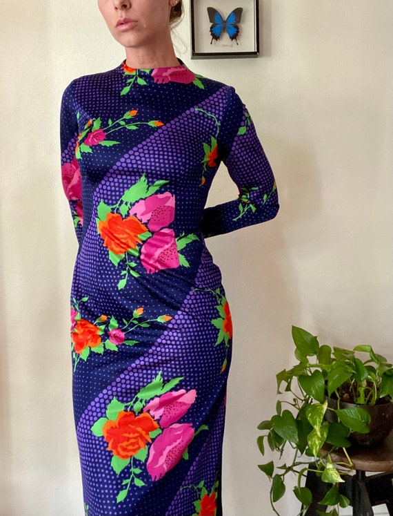 Psychedelic long sleeved hostess dress