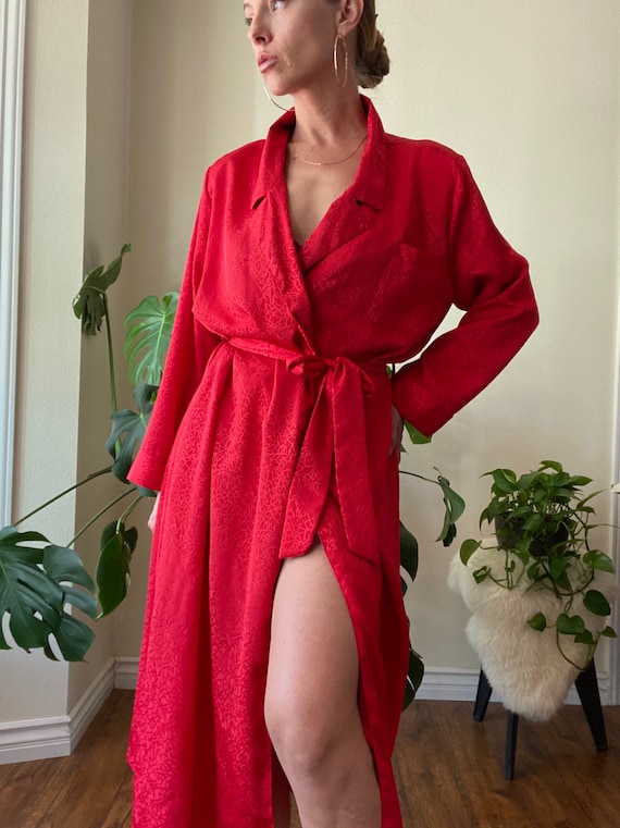 80s Fredricks of Hollywood BOSS cherry red robe - image 8