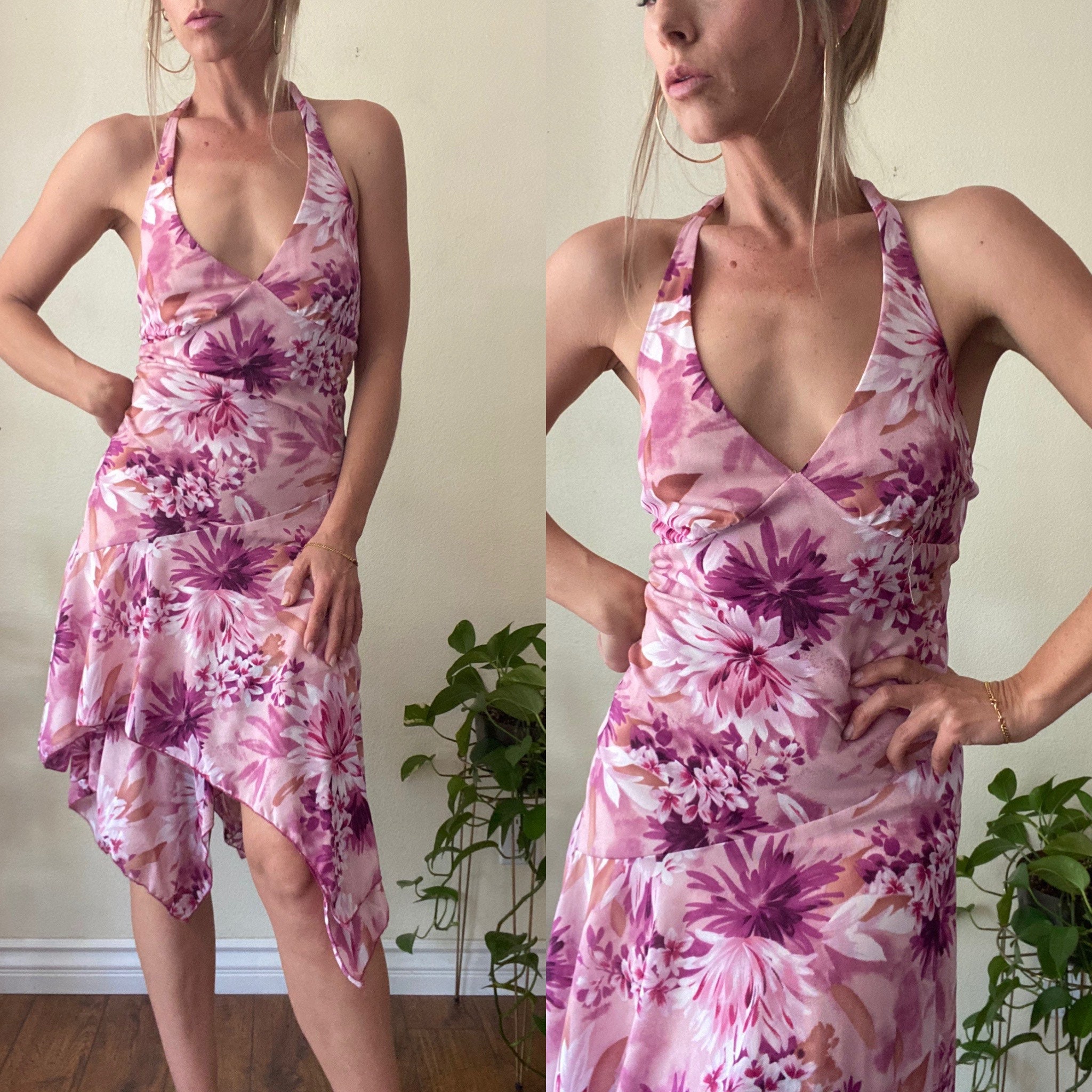 Late 90s Y2k Halter Floral Tropical Mesh Bias Cut - Etsy
