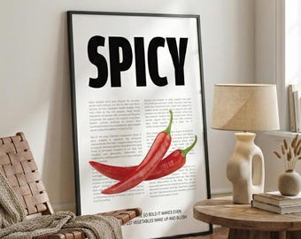 Spicy Typography Print | Red Chili Kitchen Art (Digital Download)
