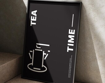 Tea Time Poster | Minimalist Kitchen Cafe Art (Digital Download)