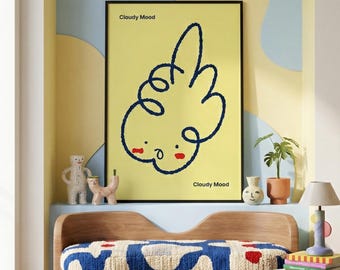 Cloud Character Print, Kids Room Wall Decor (Digital Download)