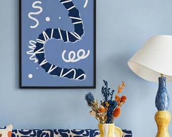 Worm Freedom Poster Abstract Creature Illustration Wall Decor Digital Download