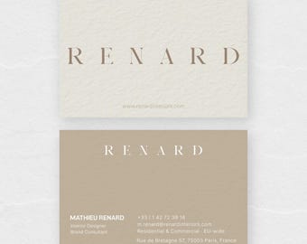 Interior Designer Business Cards | Minimal Beige Design, 300gsm Card Stock