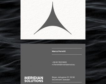 Meridian Solutions Dark Grey Minimalist Business Cards | Semi-Custom 300gsm Printing