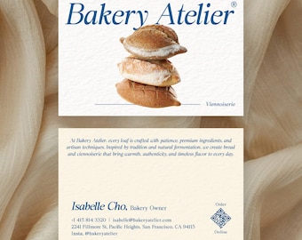 Bakery Business Cards | Artisan Design, Warm Cream, Semi-Custom Print