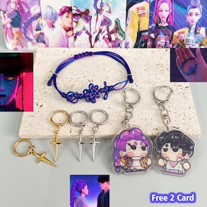 K-Pop Demon Hunters Series-Handmade Knot Bracelet,Earrings,Keychain,Jinu Star Earring,Jinu Rumi Maedeup Gift Hope,Gift For Her/Him,Kpop Fans