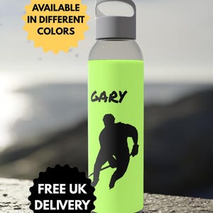 Gourde de hockey sur glace personnalisée | Flasque de sport avec nom personnalisé | Cadeau pour joueur de hockey, gourde d&#39;équipe, 21,9 oz plusieurs couleurs